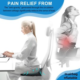 Travel Cushion, Inflatable Seat Cushion, No Air Pump Need, Travel Essentials for Long Flights, Portable Car Seat Cushions for Office Chair, Wheelchair, Camping, Home Living (Black)