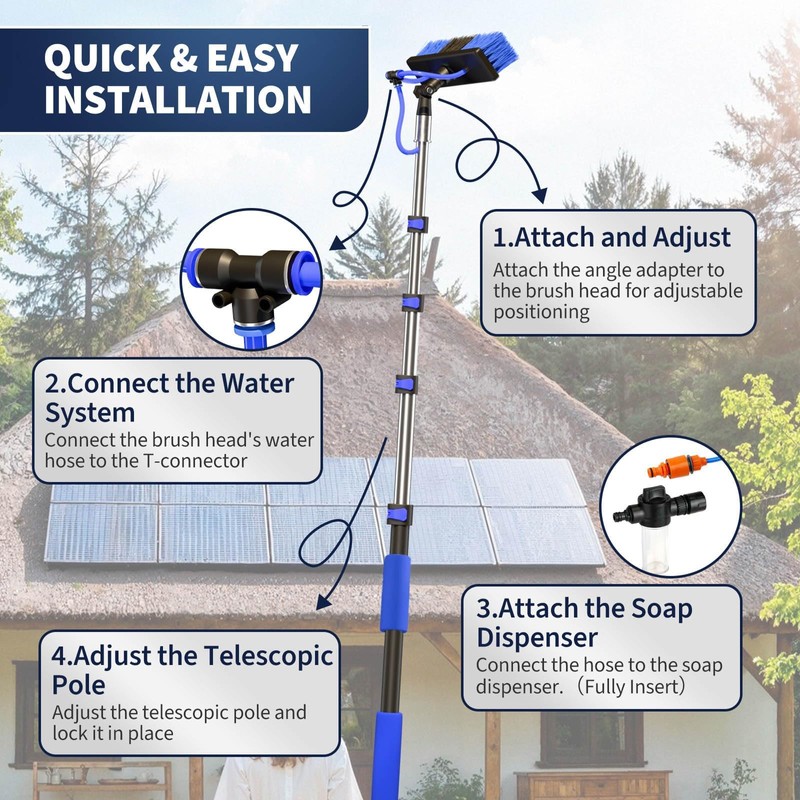 BSFRNF 16FT Solar Panel Cleaning Kit with Telescopic Pole &
