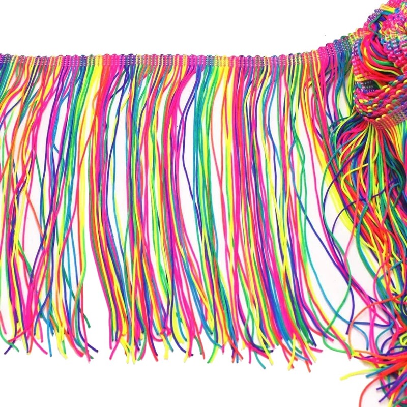 Yalulu 10 Yards 15 cm Width Rainbow Fringe Tassel Trim,