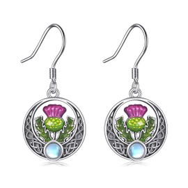 DAYLINLOVE Scottish Thistle Earring 925 Sterling Silver Scottish Celtic Knot Earring Scottish Thistle Jewellery for Women, Sterling Silver, No Gemstone