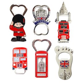 Best Mix of Famous UK Britain London Icons Fridge Magnet Bottle Openers - Set of 6