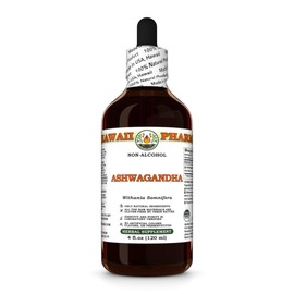 Hawaii Pharm Ashwagandha Alcohol-Free Extract, Glycerite for Brain Function and Emotional Balance, Promotes Physical Vitality, Enhances Energy, Supports Mental Clarity - 4 fl.oz