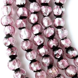 Gold Stone Firefly Glass Series Beads, Length 15.7 inches (40 cm), Pink, Dragonfly Stone, Okinawa, 0.2 inches (6 mm)