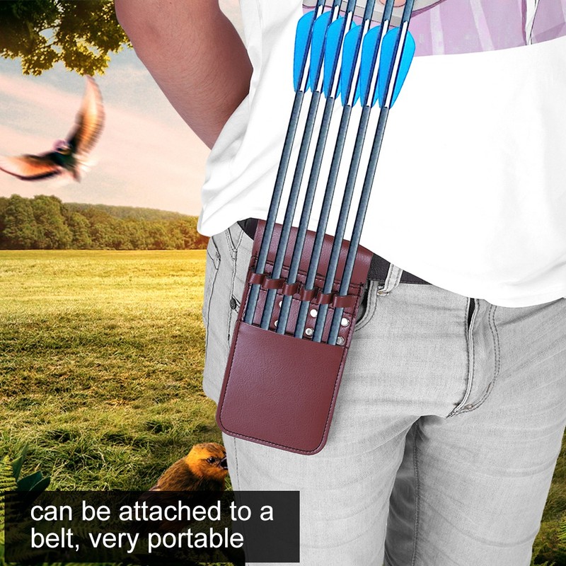 Portable Pocket Quiver PU Leather 6pcs Arrow Waist Holder Bag