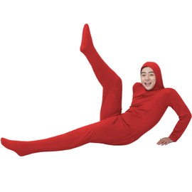 HarnyLoom Full Body Tights, Open Face, Kigurumi, Stretchy, Costume, Breathable, Soft, Costume, Costume, Kigurumi, Adult, Women, Men, Large Size, Halloween Party (Red, M)