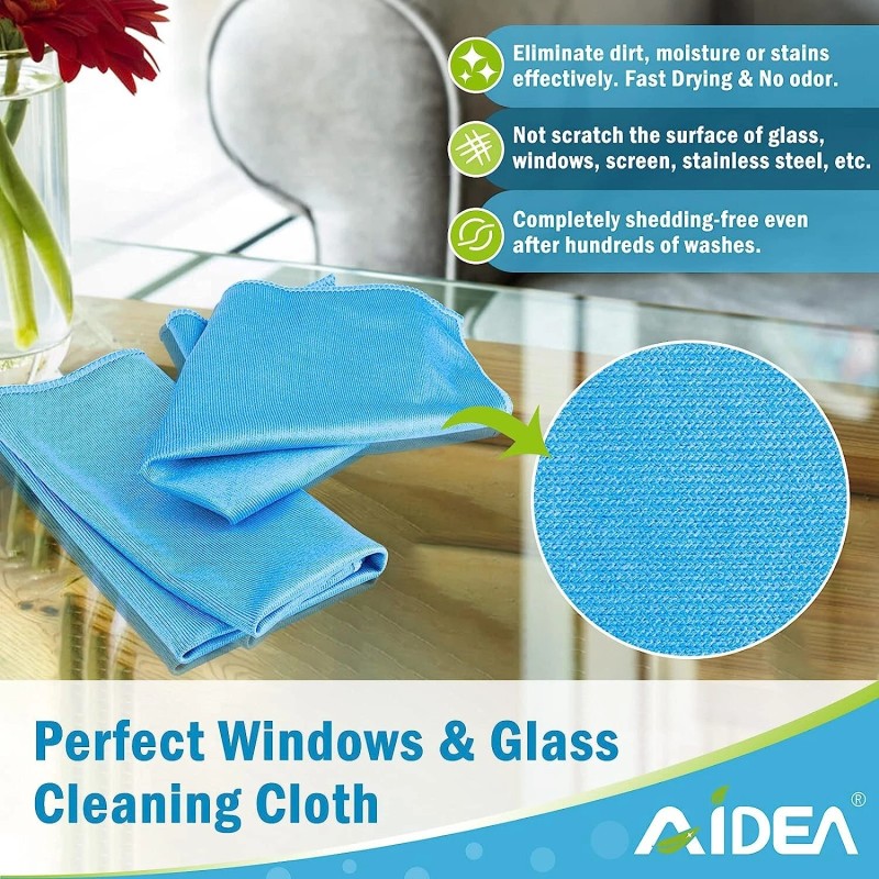 Microfiber Glass Cleaning Cloths 8 Pk Lint Free Streak Quickly