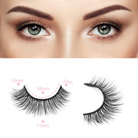 ESHARP False Eyelashes Natural Looking Cat Eye Lashes 12mm Faux Mink Fake Eyelashes That Look Like Extensions Strip Lashes,Handmade Soft Comfortable 7 Pairs Lashes Pack