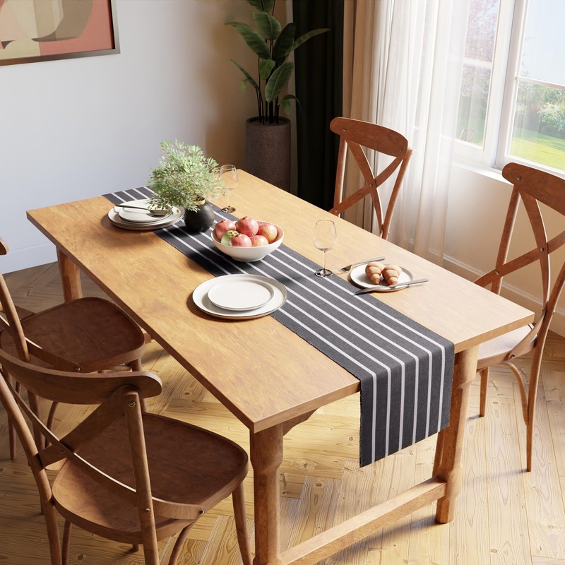 Encasa Table Runner for 8 Seat Dining Rooms, Roma Grey