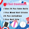 30Pcs 4th of July Press on Nails Medium Almond Handmade
