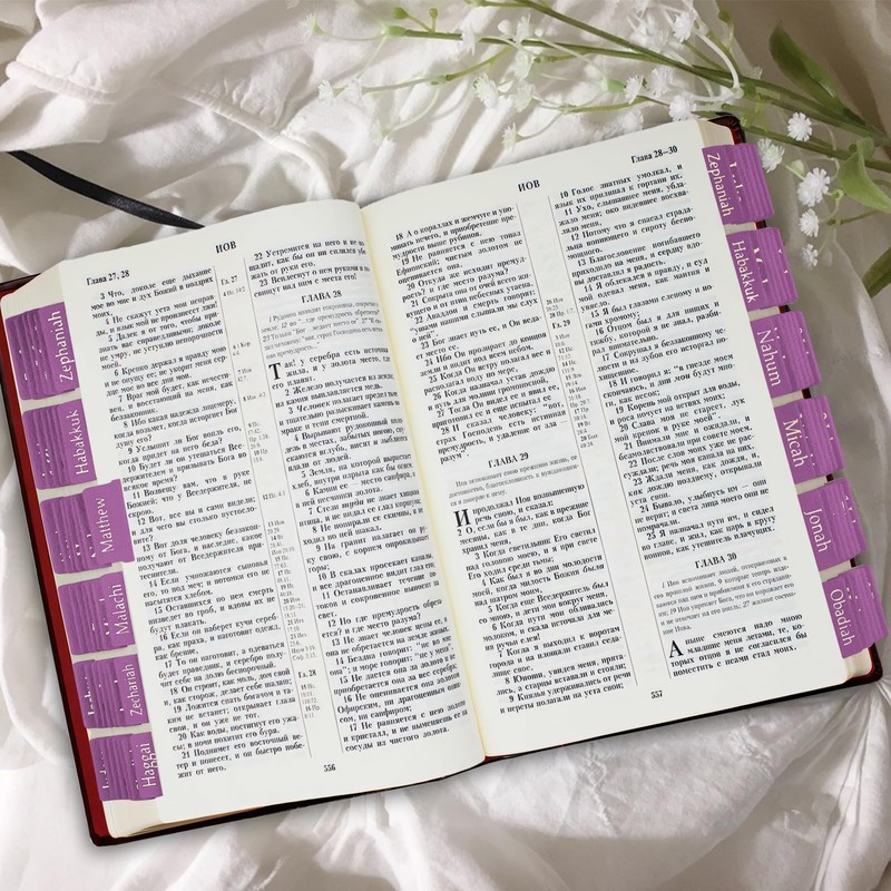 Purple Leather Bible Tabs, Laminated Bible Tabs for Women Study