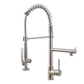Modern Single-Hole Pull Kitchen Faucet Contemporary Made China 304 Stainless Steel Ceramic for American KitchensSurface Finishing: Other, Color: 512-33BG