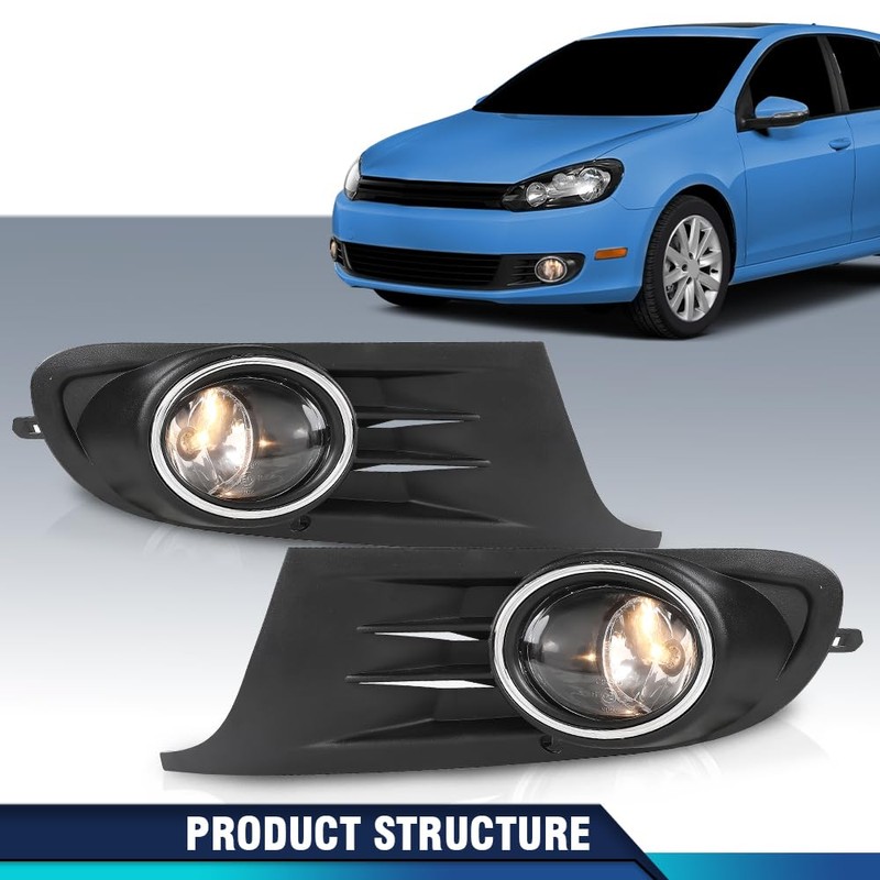 PIT66 Fog Light Kit Chrome Black Bezel Compatible with Volkswagen