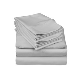 Bright Bedding 6 Piece RV King Cotton Bed Sheets, Breathable 6 Piece Set, 100% Egyptian Cotton Sheets, 6 Piece Egyptian Cotton Sheets Set, Upto 16 Inch Deep Pocket Sheet Set in Light Grey Solid