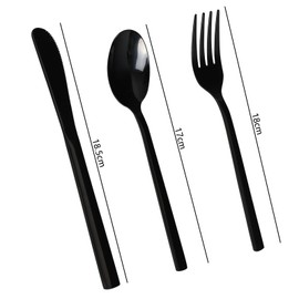 Ucake Black Stainless Steel Cutlery Travel Cutlery Picnic Outdoor Camping Travel Set of 3 for 1 Person