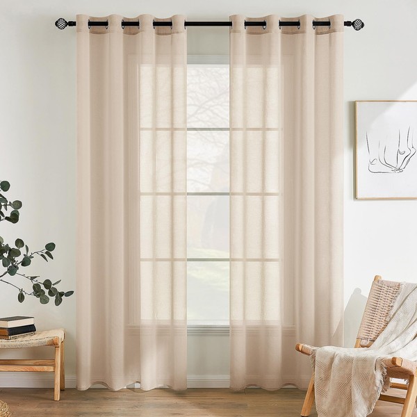 EMEMA Set of 2 Sheer Voile Curtains with Eyelets Transparent