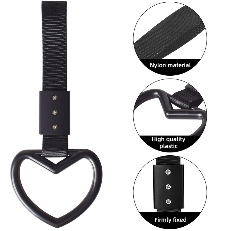 EIOUMAX JDM Heart Shaped Car Handle Straps,Rear Bumper Warning Rings