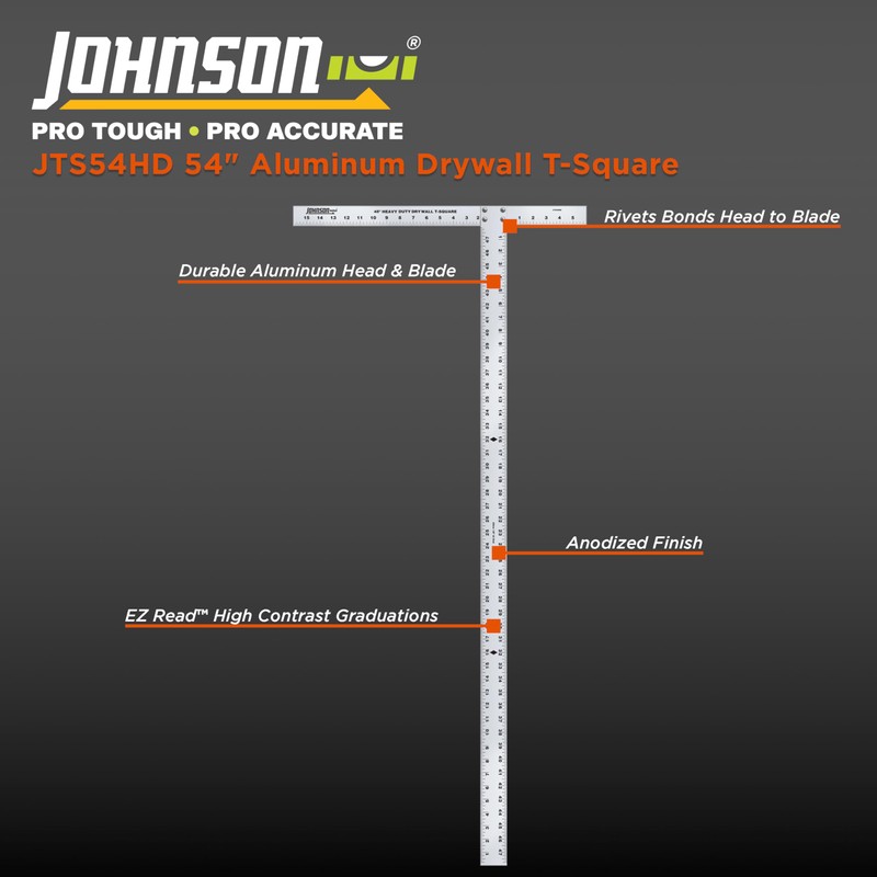 Johnson Level & Tool 54" Aluminum Drywall T-Square with Extra-Thick
