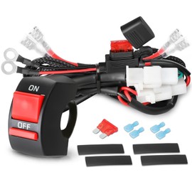 ACEC SHOP LED Light Bar Wiring Harness Kit with 7/8" Motorcycle Handlebar Switch 12V 10A Fuse Nylon Wiring Harness for Motorcycle ATV Dirt Bike Snowmobile Driving Fog Lights - 2 Leads