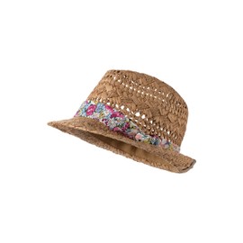 Sterntaler Straw Hat Flowers for Girls - Baby Hat with UV Protection 50+ and Flower Print - Sun Hat Baby Protects the Head from the Sun on Hot Days, beige