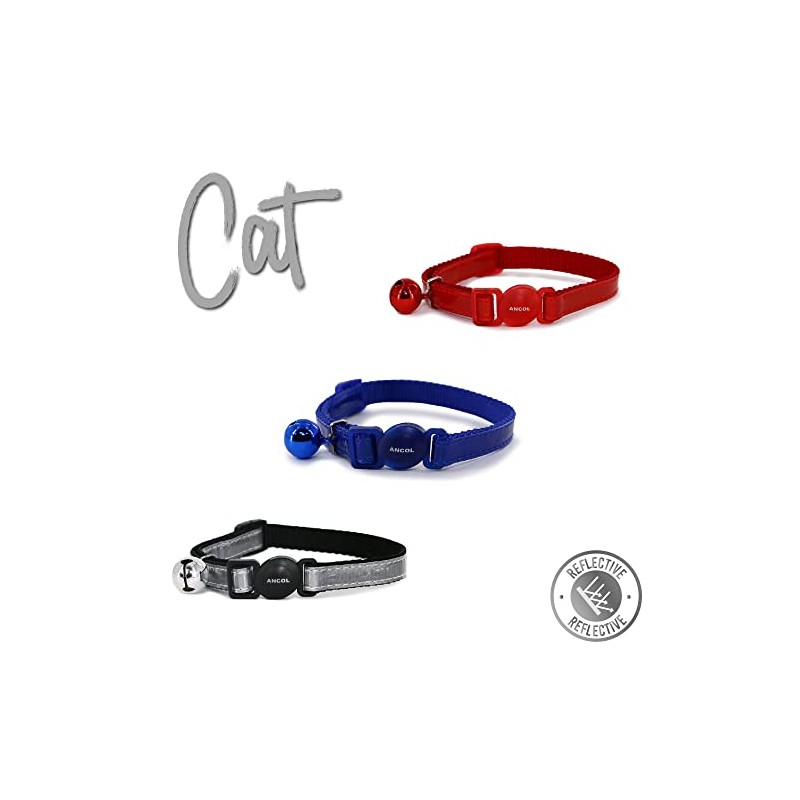 Ancol Gloss Reflective Cat Collar with safety buckle Red