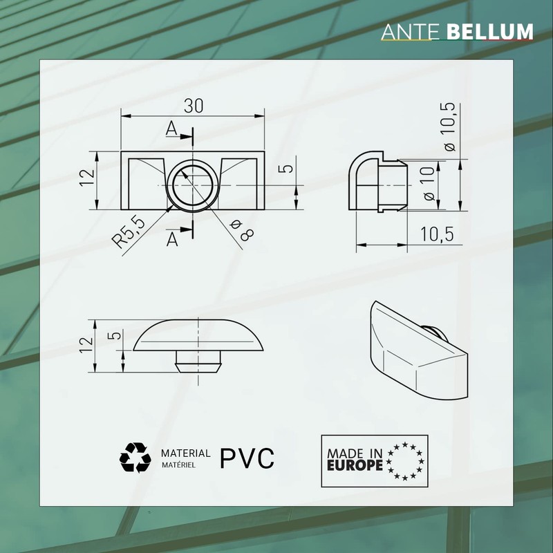 Ante bellum 30 mm Window Water Slot Caps, Pack of