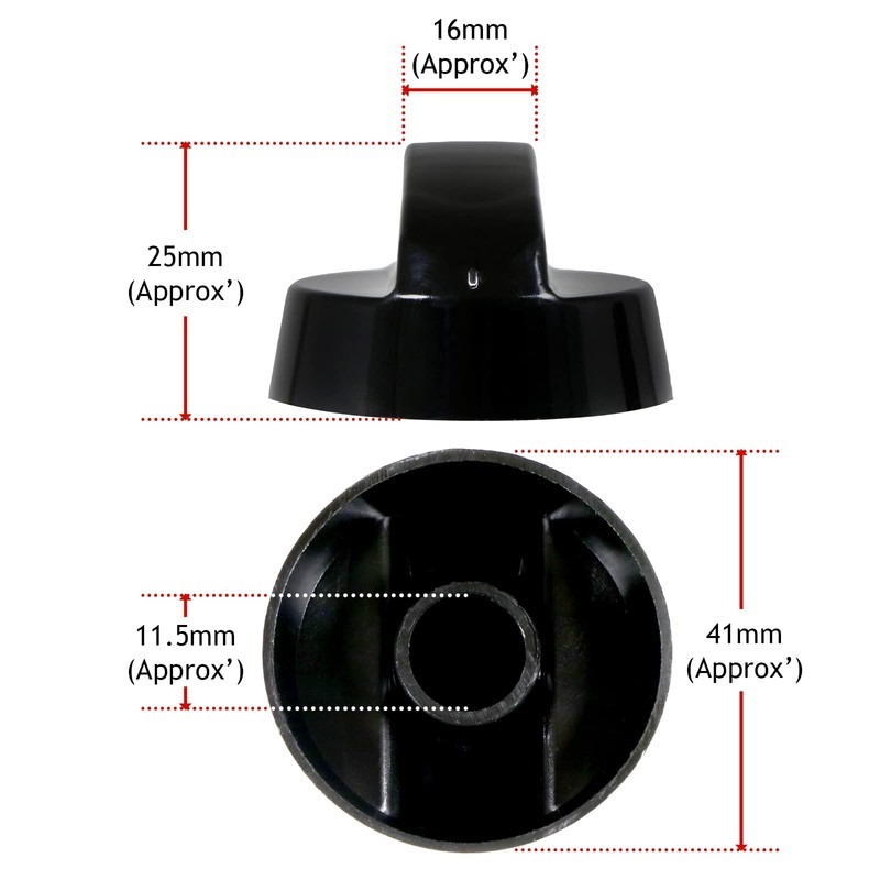 SPARES2GO Universal Black Control Switch Knobs for all makes and