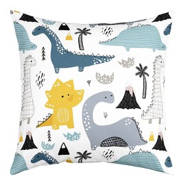 Homewish Dinosaur Cushion Cover 45 x 45 cm Cute Cartoon Animal Throw Pillow Case for Chair Car Girl Kawaii Dino Cushion Cover Beautiful Dinosaur Cushion Cover White