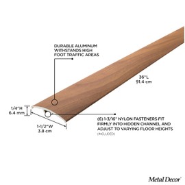 M-D Building Products 46147 1-1/2 in. X 36 in. Cherry Aluminum Metal Decor® Multi Floor Transition