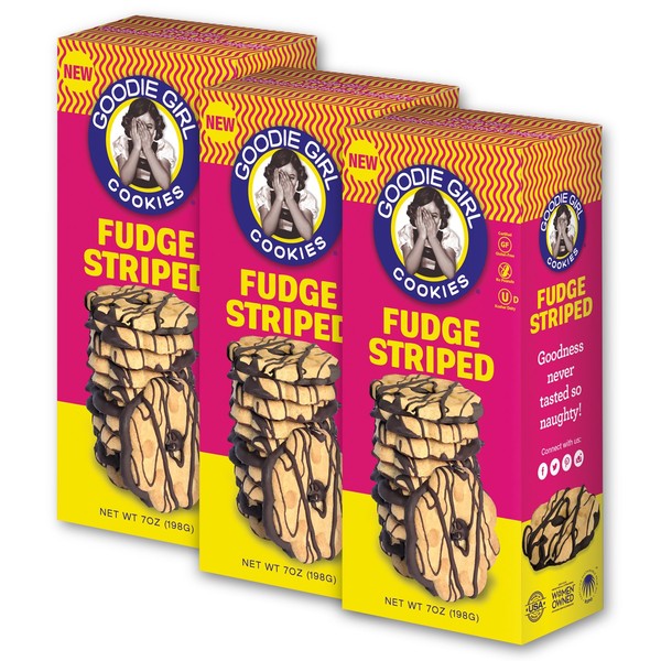 Goodie Girl Cookies, Fudge Striped | Gluten Free | Peanut Free | Kosher | 7oz Boxes, Pack of 3