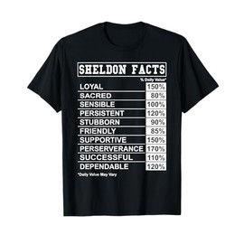 Sheldon Facts T Shirt for Sheldon with Funny Facts T-Shirt