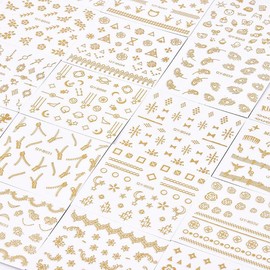30Sheets Gold Nail Art Stickers Star Flower Nail Stickers for Nails Art 3D Self-Adhesive Gold Nail Decals Golden Sticker for Women Girls Acrylic Nails Manicure DIY