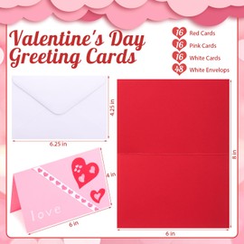 Motiskyy 48 Pcs Valentines Day DIY Blank Greeting Cards with Envelopes for Classroom 4x6 Inch Folded Blank Cards with Envelopes Craft Kits for Valentine's Day, Mother's Day, Invitations, Wedding