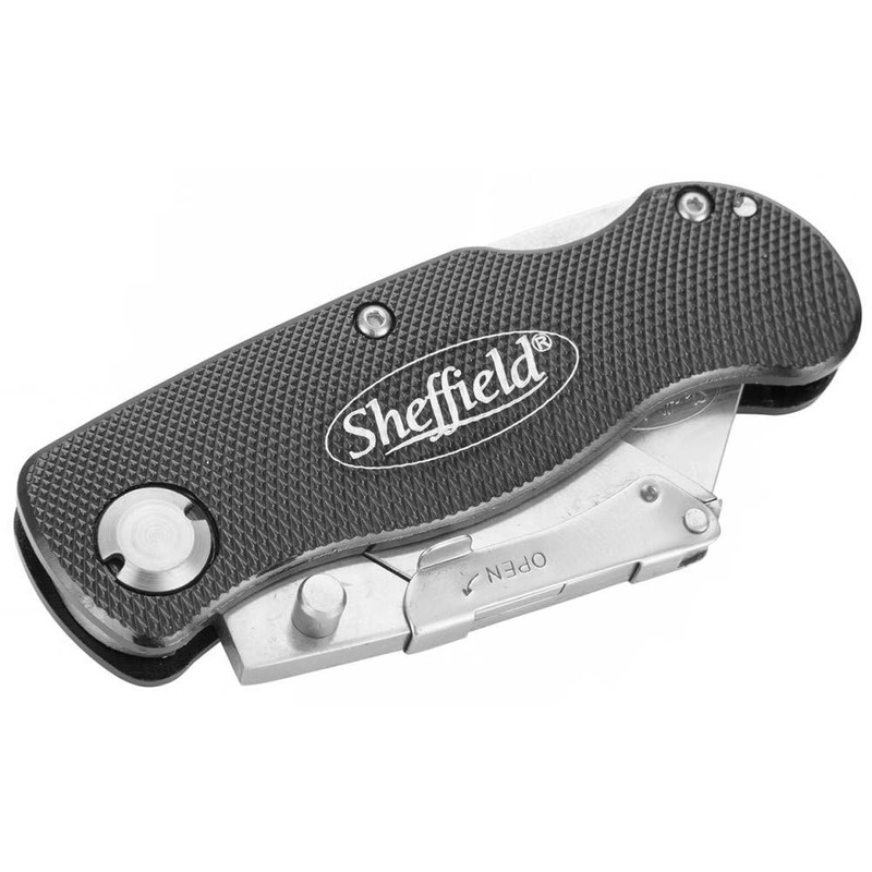 4 Pack Sheffield 12613 Ultimate Lockback Utility Knife - Black