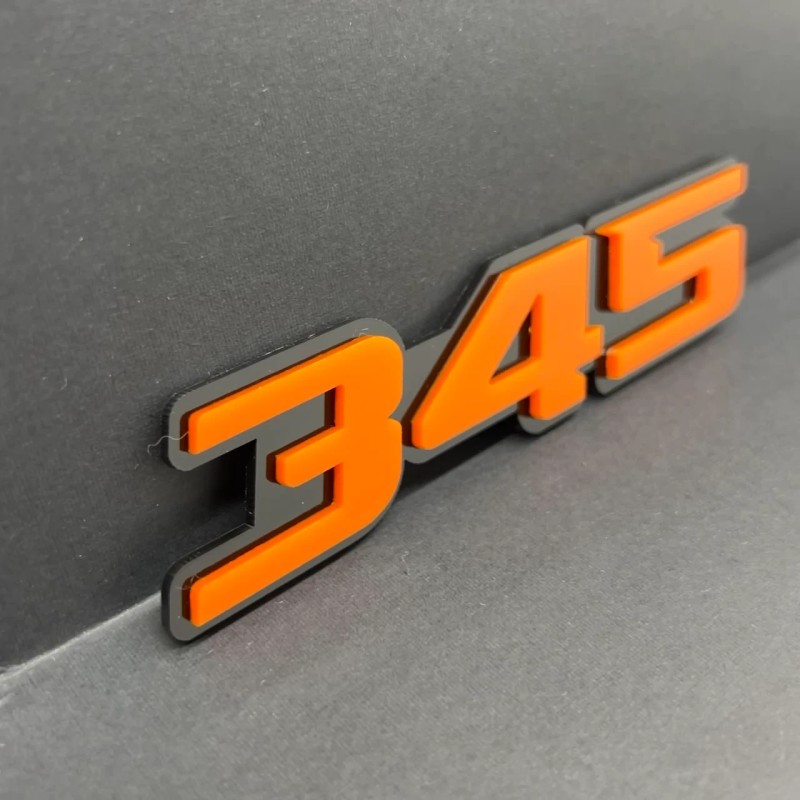 Emblem Badge 2x Orange Black 345 Hemi Emblems 345 Side