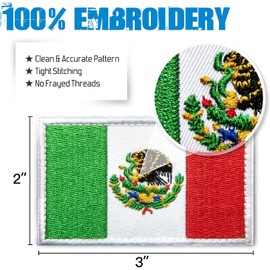 2 Parches De Bandera De México Bordados Tácticos Militares Con Gancho Y Bucle, Parche Para Planchar, Parche Colorido De La Bandera Para Sombrero, Mochila, Chaquetas, Pantalones, Vaqueros, Suministros