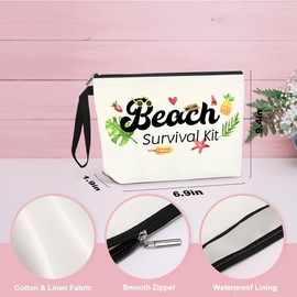 IAXIC Beach Makeup Bag Summer Beach Essentials Kit Survival Kit Bag Inspirational Gifts for Women, Various Themes Makeup Pouches for Sister Women Birthday Friend Teacher Graduation