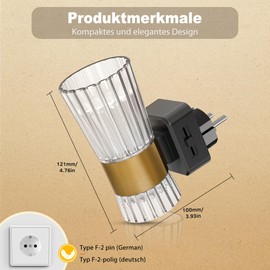 JandCase Night Light Socket, Night Light with Twilight Sensor, Dimmable 0-100 lm, Auto/On/Off Modes, Warm White 3000 K, LED Socket Light for Bedroom, Hallway, Stairs, Kitchen, Children's Room