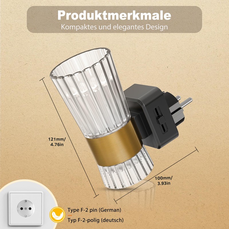 JandCase Night Light Socket, Night Light with Twilight Sensor, Dimmable
