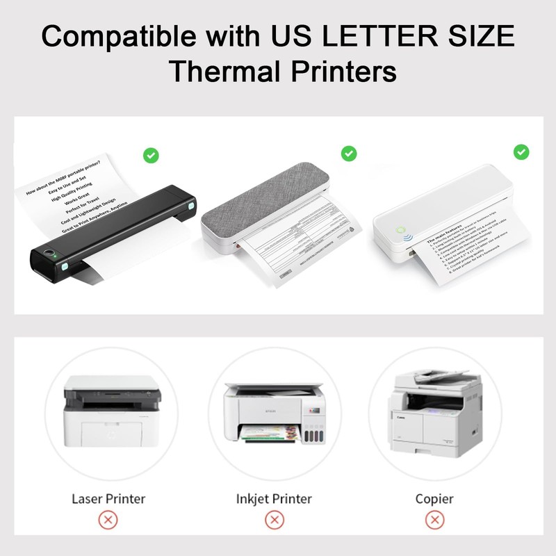 Thermal Printer Paper 8.5 x 11 Inch, 100 Sheets US