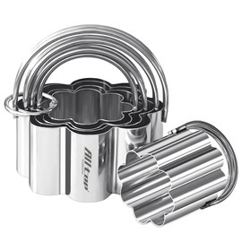 ALLTOP Scalloped Biscuit Cutters with Handle, Stainless Steel Cookie Cutter, Professional Baking Essential Tool for Pastry, Scone, Donut-Flower Shaped