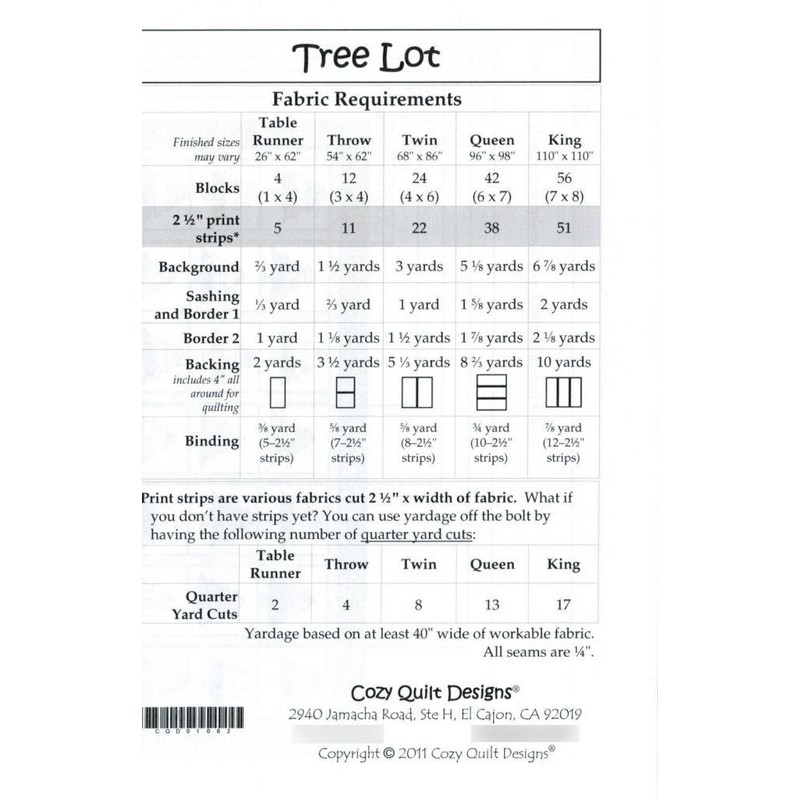 Tree Lot Quilt Pattern, Jelly Roll 2.5" Strip Set Friendly,