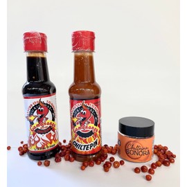 (3 pack) Chiltepin Sonora Jar, La Camananga Roja y Negra Salsa Seafood Sauce La Original by Lencho 4x4 and Marisquero from Guasave Sinaloa, 5 oz.