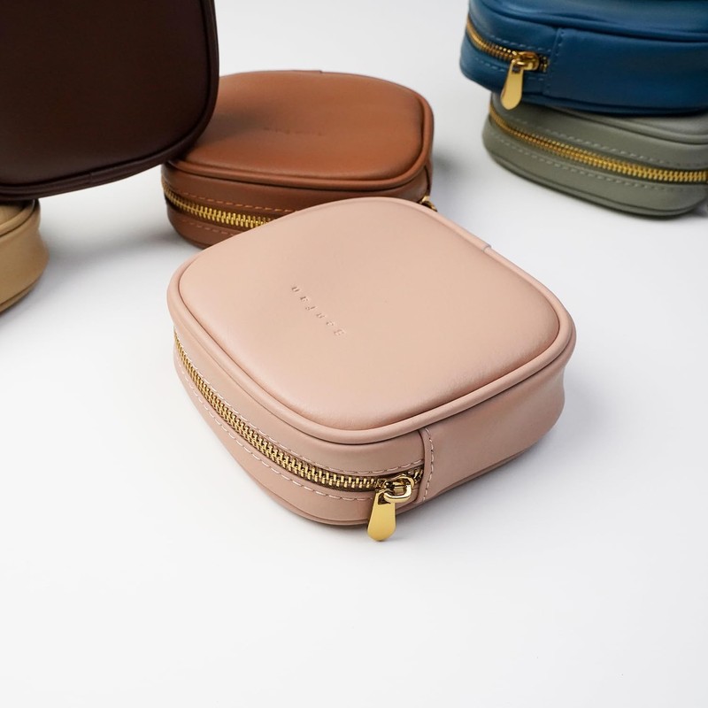 Benfan Leather Cosmetic Bag, Pink, Small