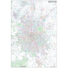 Metro Denver CO Detailed Region Wall Map w/Zip Codes *Laminated* 36"x52"