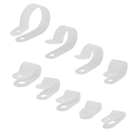 XINGYHENG 225pcs 9 Size White Nylon R-Type Cable Clamp Fastener Assortment Kit for (1/8, 3/16, 1/4, 5/16, 3/8, 1/2, 5/8, 3/4, 1) Inch Dia Wire Tube (Plastic Wire Cord Clip Fixer)