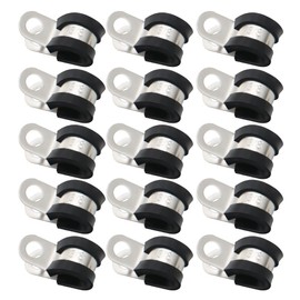 HXH 45PCS 3/8 Inch Stainless Steel Clamps（Accessories Included）, Automotive Wire Clamps, Versatile Pipe or Wire Cord Installation Solutions with Rubber Coated Protection