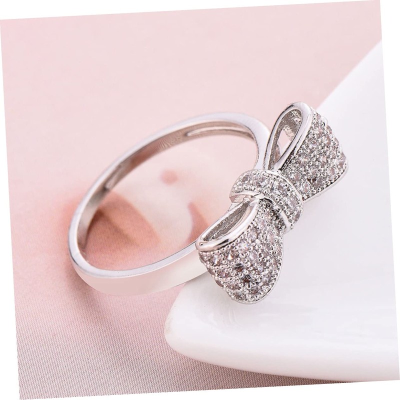 SAFIGLE Fashionable Zirconia Ring Bow Women's Jewelry Special Occasion for