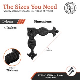 2 Stück 10,2 cm dekorative Eckwinkel, schwarz, L-Halterung, dekorative Eckwinkel, Scheunentür-Hardware, dekorative Halterungen, The Sonora Serie von Borderland Rustic Hardware