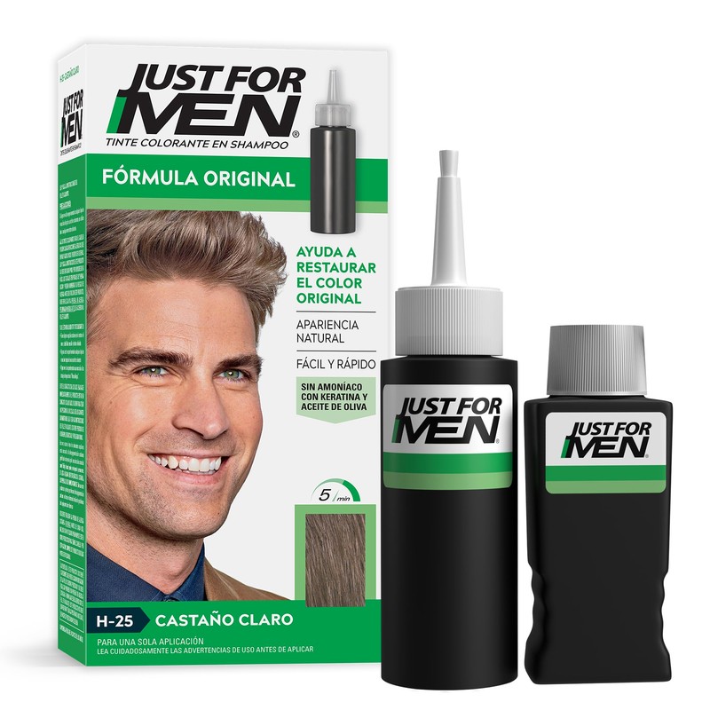 Just For Men Shampoo para Canas, Formula Original, Castaño Claro