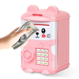 flintronic Children's Unicorn Money Box with Lock, Children's Money Box Coin Storage Box, Money Pot Coin Bank for Birthday (Pink)
